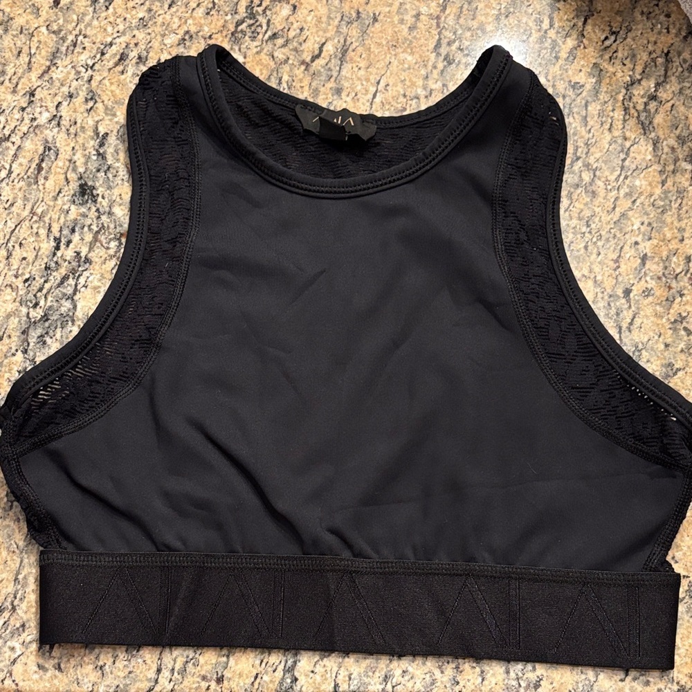 Alala Curve Black Lace High Neck Sports Bra Crop Top | Chich Activewear - Picture 4 of 5